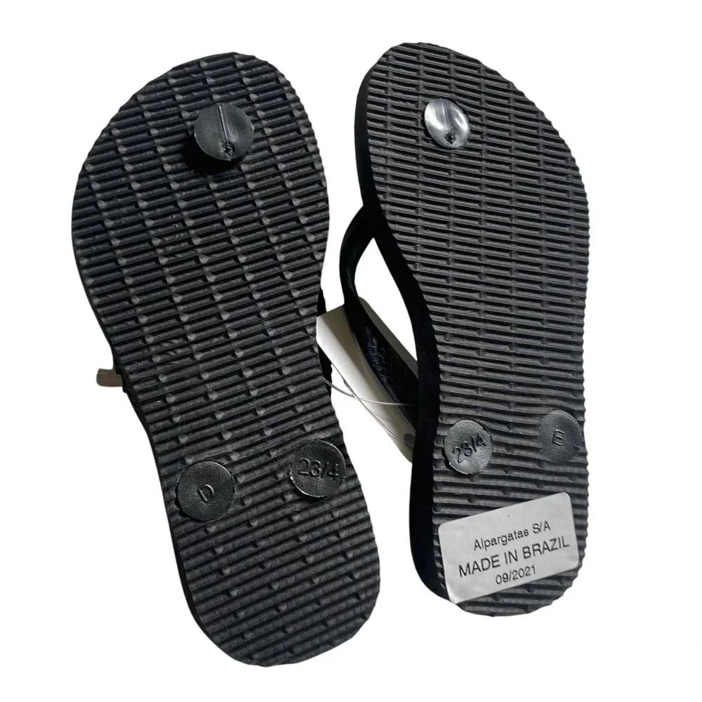 Havaianas Kids Black Rhinestone‎ Embellished Flip Flop Sandals USA 9C EUR 25/26